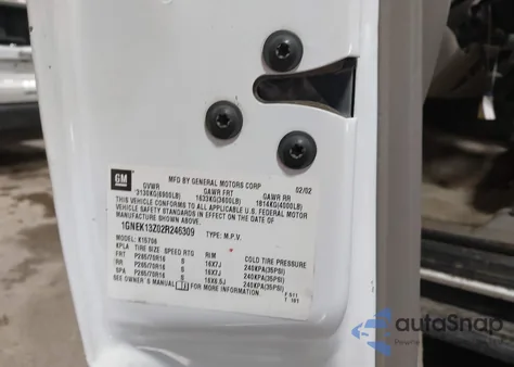 2002 Chevrolet Tahoe Ls from USA, damaged, VIN 1GNEK13Z02R246309